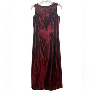 VTG Talbots Satin Iridescent Black Red Modest Maxi Dress Whimsy Holiday SZ 6